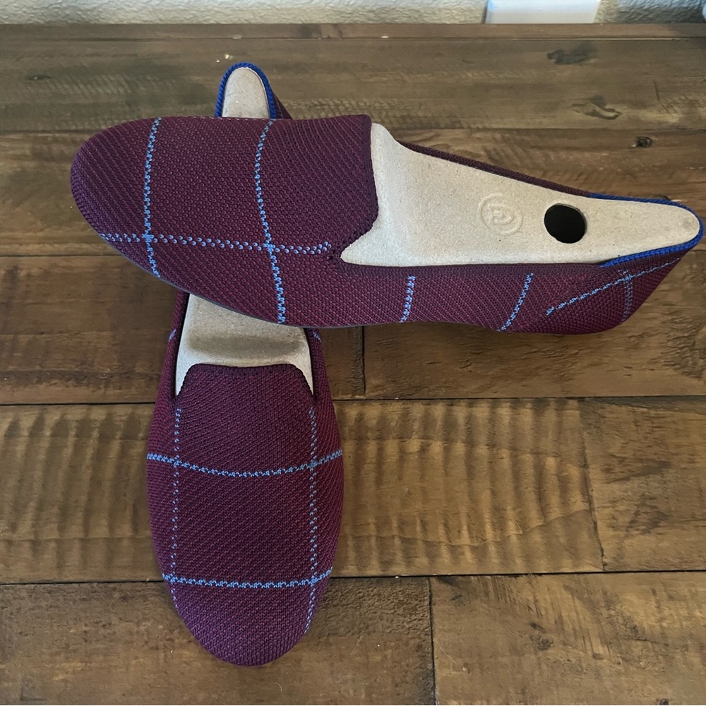 EUC Rothy’s Burgundy Grid Loafers Size 7.5